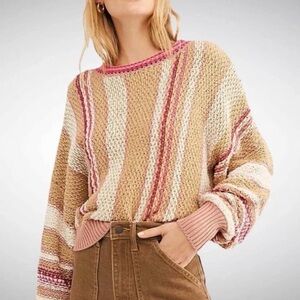 Free People Show Me Love Stripe Knit Sweater